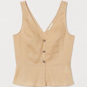 H&M V-neck Linen Blouse | Size Small